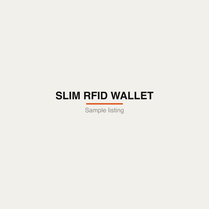 Slim black leather RFID cardholder wallet on off-white background