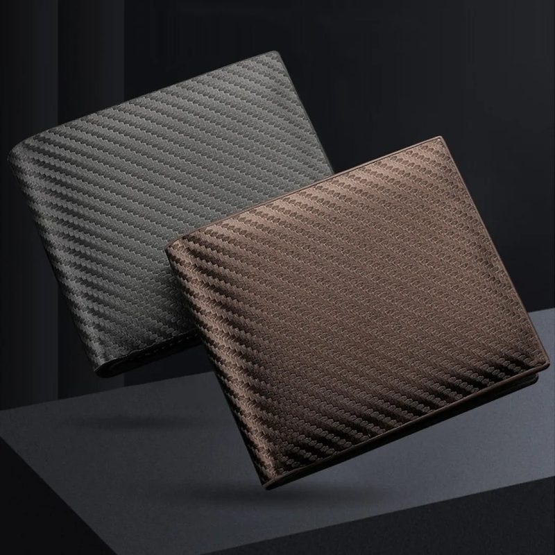 Slim carbon fibre look card holder with cards
