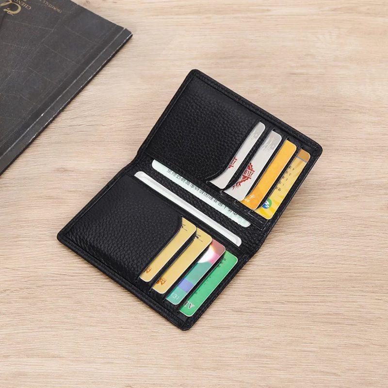 Compact black leather credit card holder