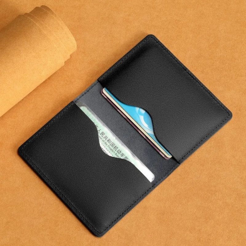 Ultra thin black cowhide card holder