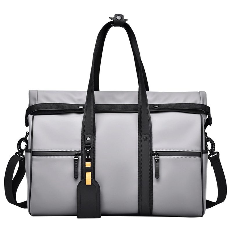 Grey and black two-tone weekender travel bag