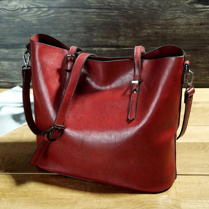 Oxblood red oil-wax finish tote bag