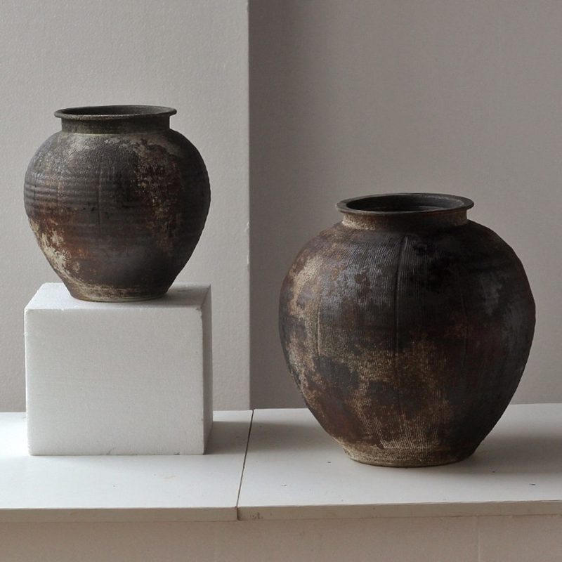 vintage crude pottery style ceramic vase