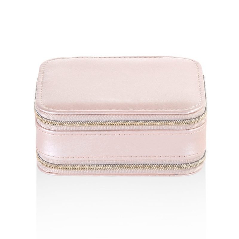 blush pink zipped jewellery case with lined compartments