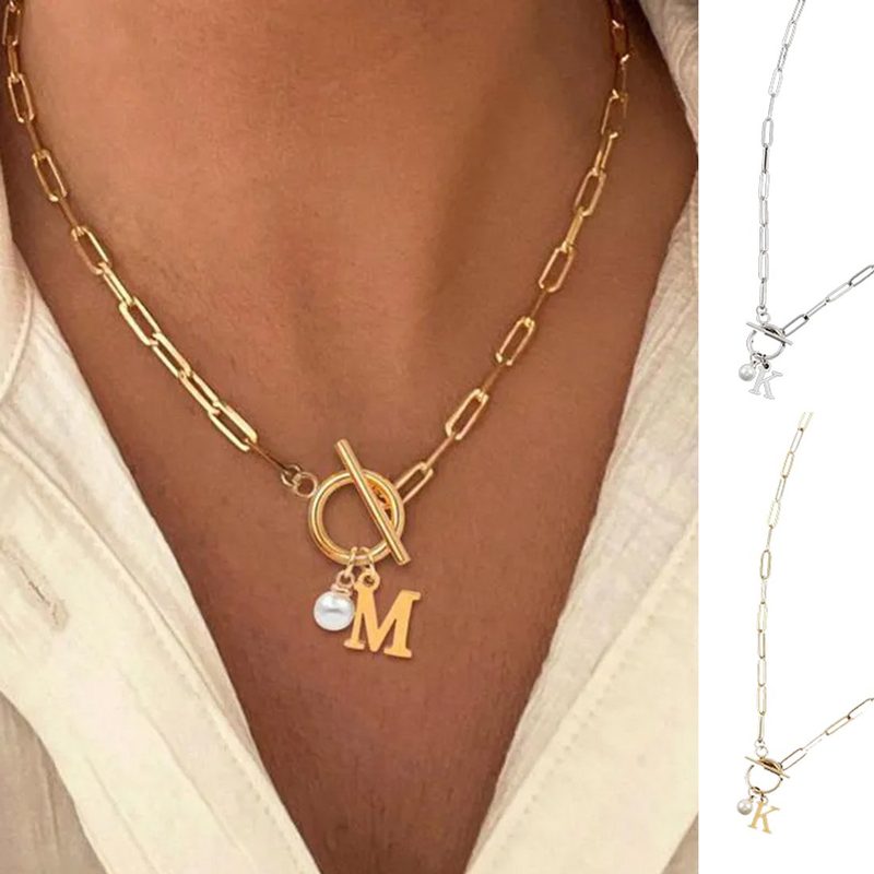 Dainty gold initial letter necklace