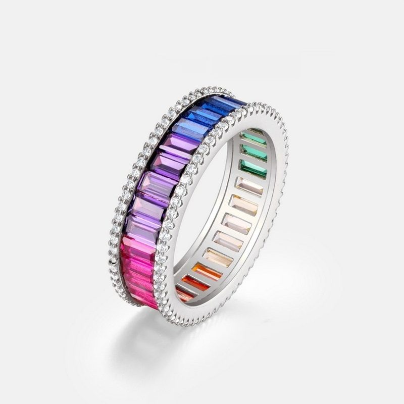 silver-tone eternity ring set with stones