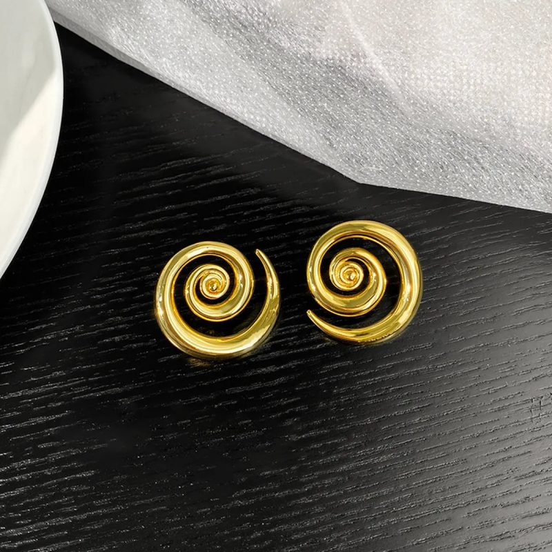 Slim geometric gold tone drop earrings