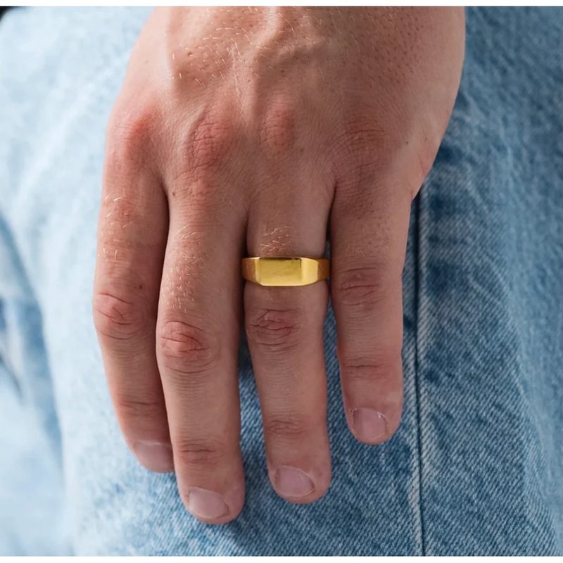 Plain polished gold band ring